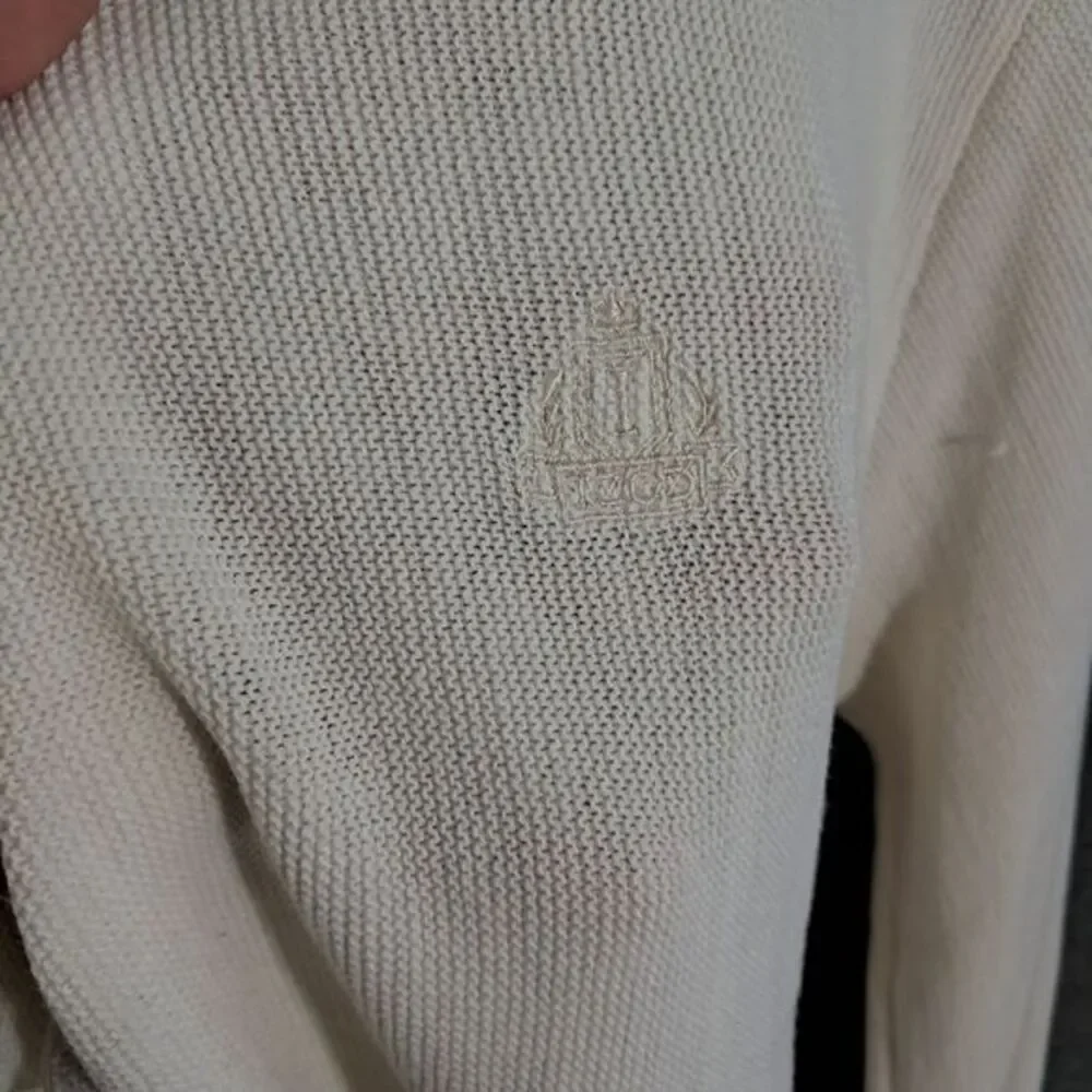 Vintage Izod Cardigan Sweater Men's‎ Large Cream Embroidered Logo 90s USA